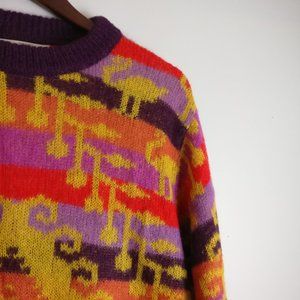 Luxuriously super soft Italian Mohair Wool blend Jacquard Sweater, Italian sz 48